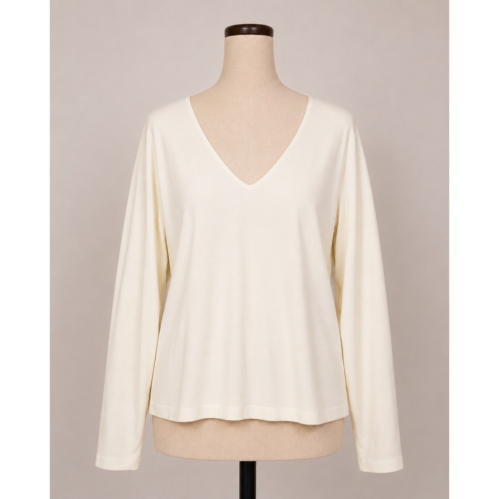 NWT - Spanx V-Neck Long Sleeve Tee Powder White 21123R Womens XL